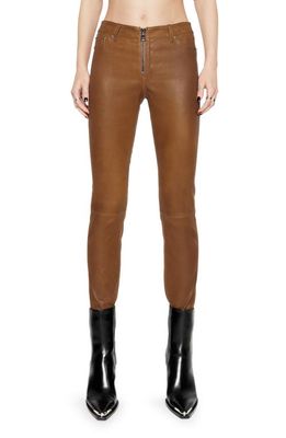 Rebecca Minkoff Ziggy Skinny Leather Pants in Rocher