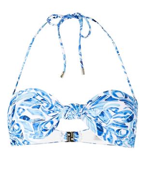 Rebecca Vallance abstract-print halterneck bikini top - Blue
