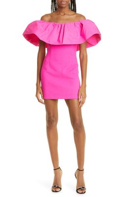 Rebecca Vallance Cecily Off the Shoulder Minidress in Bright Pink