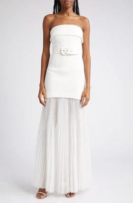 Rebecca Vallance Cyndi Strapless Belted Dress in Ivory