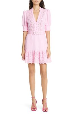 Rebecca Vallance Emile Embroidered Eyelet Linen & Cotton Dress in Pink