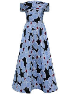 Rebecca Vallance Georgina floral-embroidered midi dress - Blue