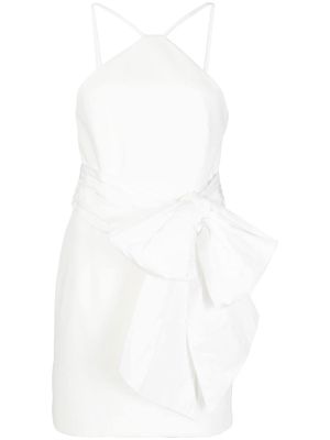 Rebecca Vallance Grace bow-detail halterneck minidress - White