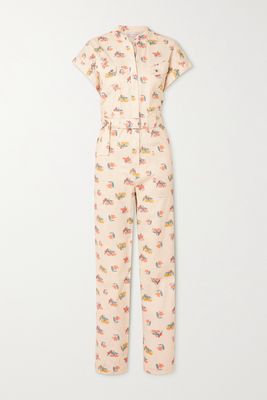 Rebecca Vallance - Hadi Belted Floral-print Cotton-twill Jumpsuit - Ivory