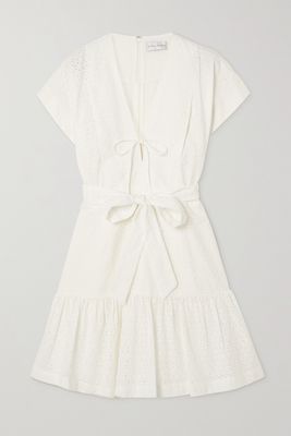 Rebecca Vallance - Isabelle Ruffled Broderie Anglaise Cotton Mini Dress - Off-white