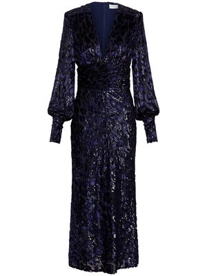Rebecca Vallance leopard pattern fitted midi dress - Blue