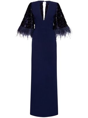 Rebecca Vallance Maelle cape gown - Blue