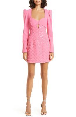 Rebecca Vallance Marie Sequin Detail Long Sleeve Dress in Pink