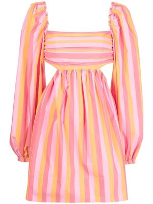 Rebecca Vallance Mimi striped puff-sleeved mini dress - Pink