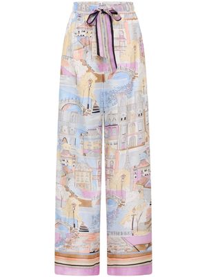 Rebecca Vallance Parfait graphic-print silk trousers - Pink