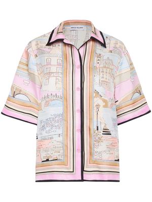 Rebecca Vallance Parfait landscape-print silk shirt - Pink