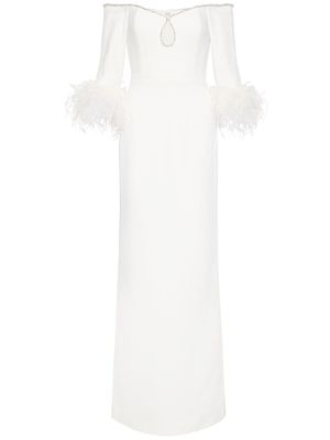 Rebecca Vallance Plume keyhole-detail gown - White
