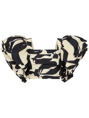 Rebecca Vallance Pompidou abstract-print crop blouse - Black