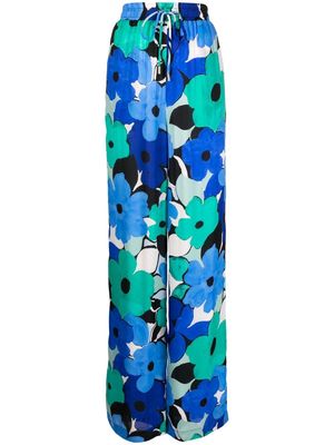 Rebecca Vallance Puglia floral-print wide-leg trousers - Blue
