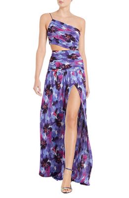 Rebecca Vallance Purple Rain Floral One Shoulder Gown in Print