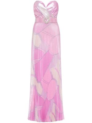 Rebecca Vallance Samar graphic-print pleated gown - Pink