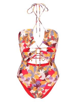 Rebecca Vallance Santiago abstract-print one-piece - Red