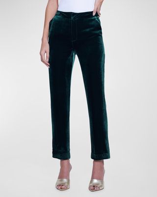 Rebel Velvet Straight-Leg Pants