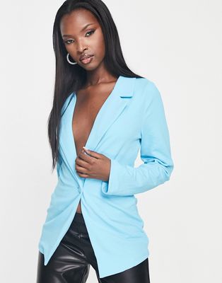 Rebellious Fashion tailored blazer in cyan blue - part of a set