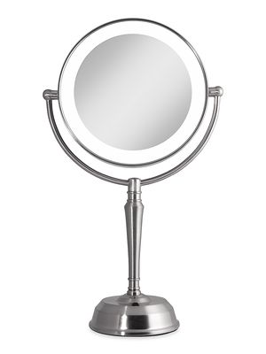Rechargeable Cordless LED Lighted Vanity - 10X/1X Magnification - Satin Nickel - Satin Nickel