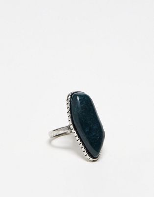 Reclaimed Vintage antique ring with stone in stainless steel-Silver