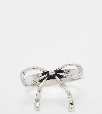 Reclaimed Vintage burnished bow ring in silver