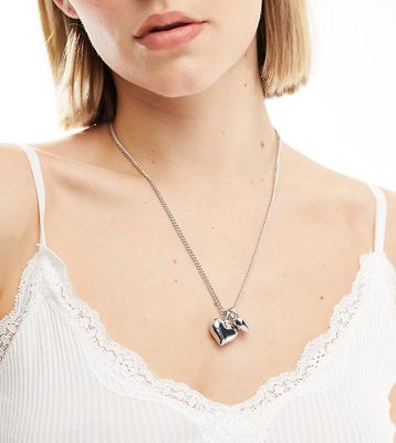 Reclaimed Vintage chubby heart pendant necklace in silver