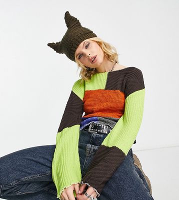 Reclaimed Vintage cropped patchwork sweater in multi