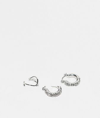 Reclaimed Vintage ear cuffs and earring pack in silver