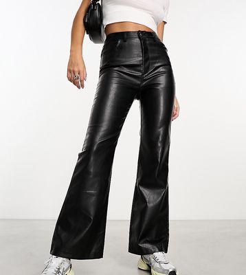 Reclaimed Vintage faux leather flare pants in black