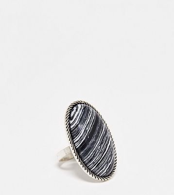 Reclaimed Vintage faux striped agate ring-Silver