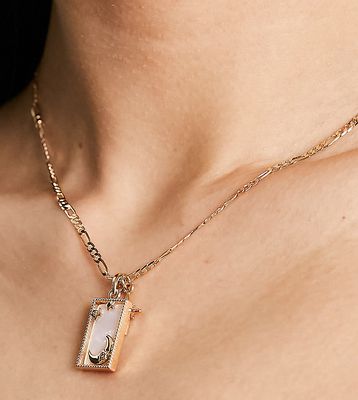 Reclaimed Vintage gold necklace with cosmic pendant