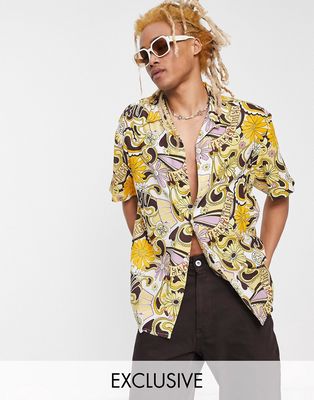 Reclaimed Vintage inspired 70's print shirt-Multi