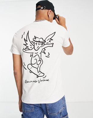 Reclaimed Vintage Inspired cherub skate T-shirt in white