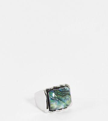 Reclaimed Vintage inspired chunky ring with stone in silver