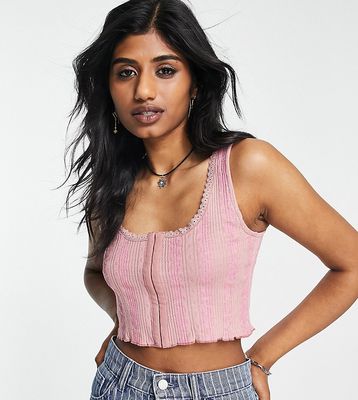 Reclaimed Vintage Inspired corset with hook and eye detail in floral-Pink