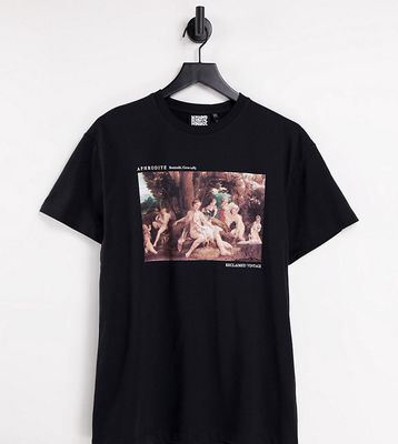 Reclaimed Vintage Inspired cotton T-shirt with art print in black - BLACK