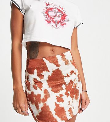 Reclaimed Vintage Inspired cow print mini skirt-Multi