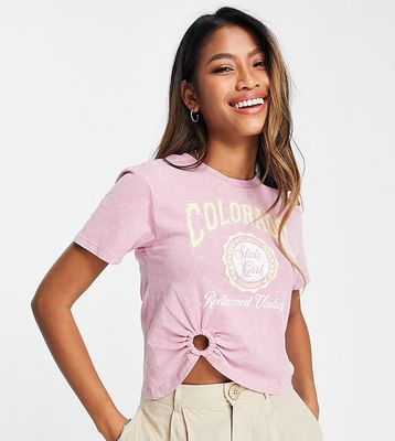 Reclaimed Vintage inspired cropped t-shirt with Colorado print-Pink