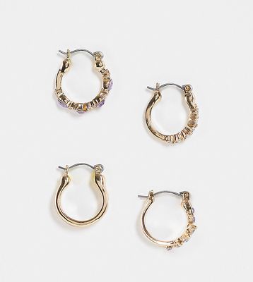 Reclaimed Vintage inspired faux crystal hoops-Gold