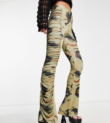 Reclaimed Vintage Inspired floral print ruched flares-Multi