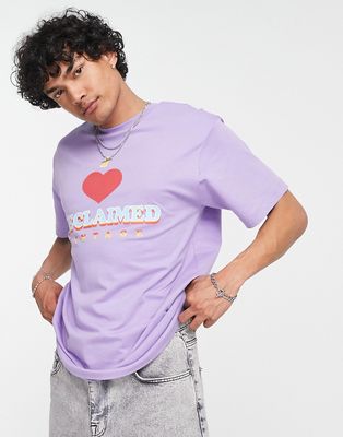 Reclaimed Vintage Inspired heart T-shirt in purple