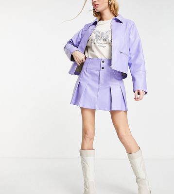 Reclaimed Vintage inspired leather look zip up skirt in lilac - part of a set-Purple