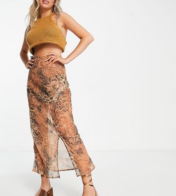 Reclaimed Vintage Inspired midi skirt in leopard print-Multi