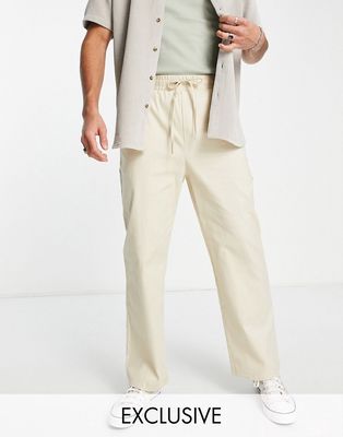 Reclaimed Vintage Inspired relaxed carpenter pants in ecru-Neutral