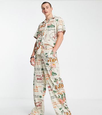 Reclaimed Vintage Inspired relaxed pants in resort print - part of a set-Multi