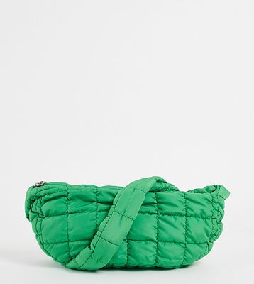 Reclaimed Vintage inspired ruched nylon bag in bright green