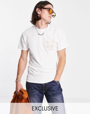Reclaimed Vintage Inspired sketch face T-shirt in white