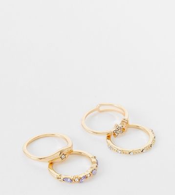 Reclaimed Vintage inspired skinny ring pack-Gold