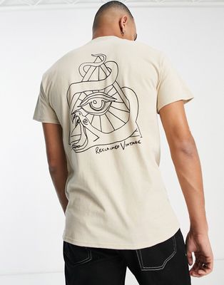 Reclaimed Vintage Inspired snake graphic t-shirt in ecru-White